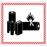 Hazardous Material Handling Labels, 4-1/2" L x 5-1/2" W, Black on Red SGQ532 | Rock Safety Industrial Ltd