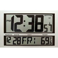 Jumbo Clock, Digital, Battery Operated, 16.5" W x 1.7" D x 11" H, Silver XD075 | Rock Safety Industrial Ltd