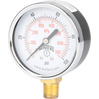 Pressure Gauge, 2-1/2" , 0 - 100 psi, Bottom Mount, Analogue YB882 | Rock Safety Industrial Ltd