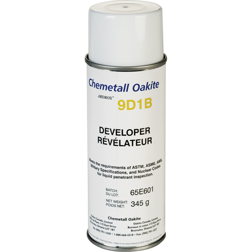 9D1B Non-Aqueous Developers, Aerosol Can Rock Safety Industrial Ltd