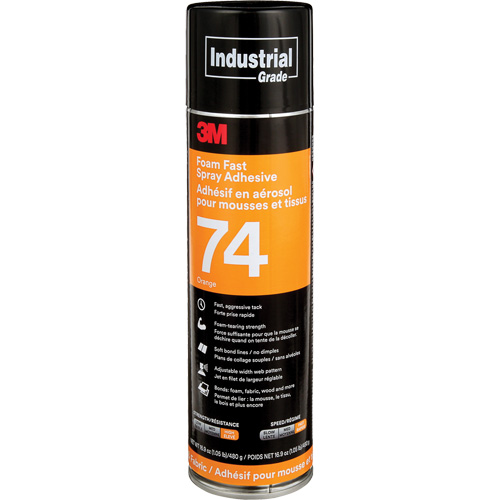 Adh&eacute;sif en a&eacute;rosol pour mousse et tissu, Orange, Canette a&eacute;rosol Rock Safety Industrial Ltd