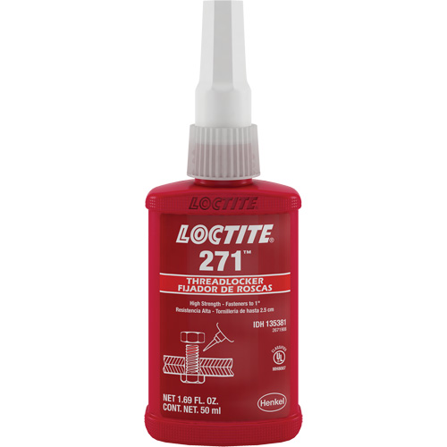 Threadlocker 271 , Red, High, 50 ml, Bottle Rock Safety Industrial Ltd