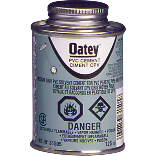 Ciment de PVC d'usage moyen, 473 ml, Canette &agrave; dessus brosse, Gris Rock Safety Industrial Ltd