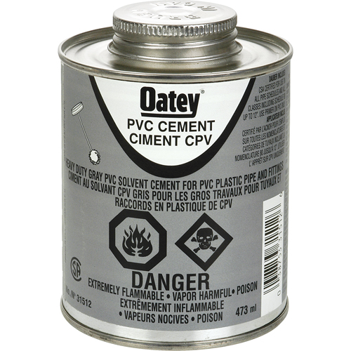 Ciment de PVC d'usage intense, 473 ml, Canette &agrave; dessus brosse, Gris Rock Safety Industrial Ltd