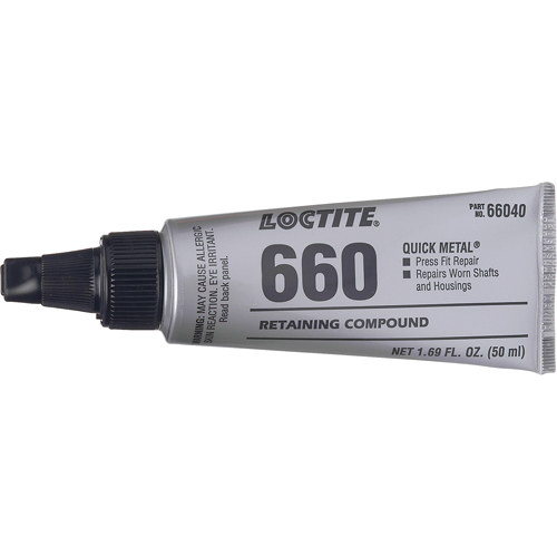 Compos&eacute; de retenue pour r&eacute;paration ajust&eacute; &agrave; la presse Quick Metal 660, 50 ml, Tube, Argent Rock Safety Industrial Ltd