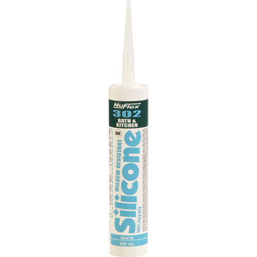 NuFlex&reg; 302 Bath And Kitchen Silicone Sealant, 300 ml, Cartridge, Clear Rock Safety Industrial Ltd