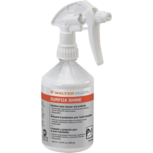 Nettoyant & protecteur pour acier inoxydable Surfox Shine, 500 ml, Bouteille &agrave; g&acirc;chette Rock Safety Industrial Ltd