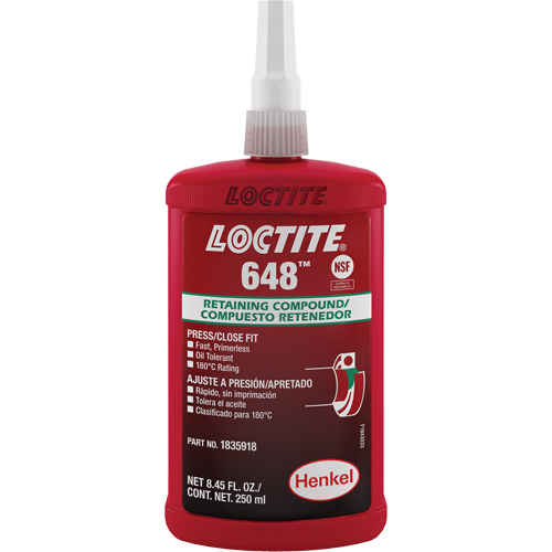 Loctite&reg; 648 Retaining Compound, 250 ml, Bottle, Green Rock Safety Industrial Ltd