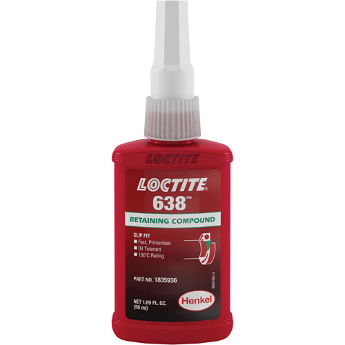 Compos&eacute; de retenue Loctite 638, 50 ml, Bouteille, Vert Rock Safety Industrial Ltd