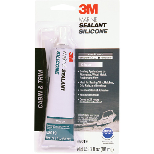 Produit d'&eacute;tanch&eacute;it&eacute; &agrave; base de silicone de calibre marin, 3 oz., Tube, Transparent Rock Safety Industrial Ltd