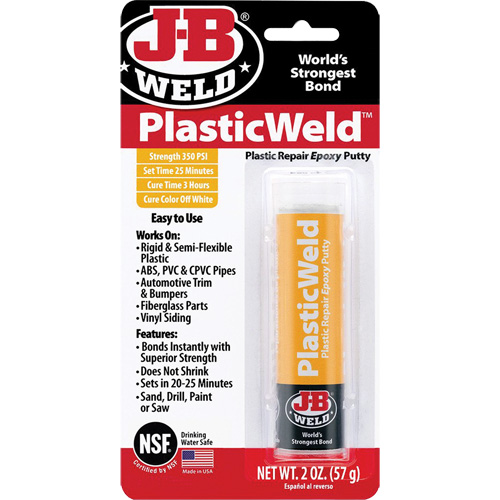 Colle &eacute;poxyde PlasticWeld, 2 oz, B&acirc;ton, Blanc cass&eacute; Rock Safety Industrial Ltd
