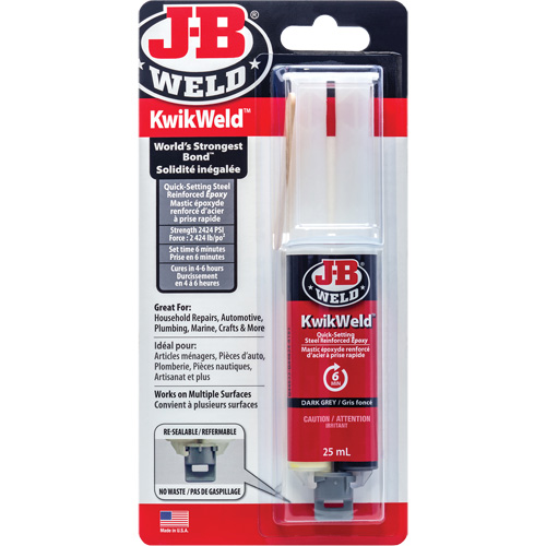 KwikWeld Adhesive, 25 ml, Syringe, Two-Part, Grey Rock Safety Industrial Ltd