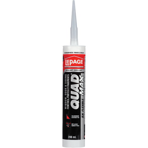 Scellant pour parements & fen&ecirc;tres Quad Max, 280 ml, Tube, Blanc cass&eacute; Rock Safety Industrial Ltd