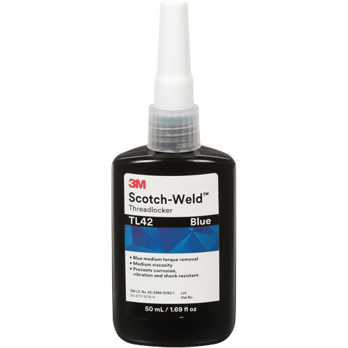 Adh&eacute;sif frein-filet TL42 Scotch-Weld, Bleu, Moyen, 50 ml, Bouteille Rock Safety Industrial Ltd