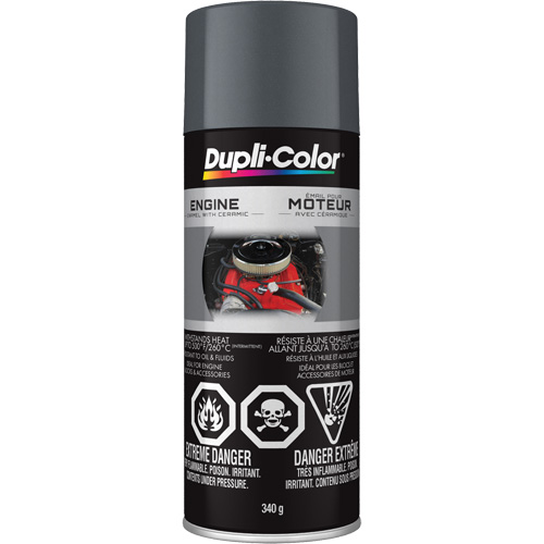 Peinture &agrave; &eacute;mail avec c&eacute;ramique pour moteur, Fonte grise, Tr&egrave;s brillant, 12 oz, Canette a&eacute;rosol Rock Safety Industrial Ltd