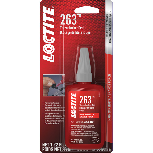 263 Threadlocker, Red, High, 36 ml, Bottle Rock Safety Industrial Ltd