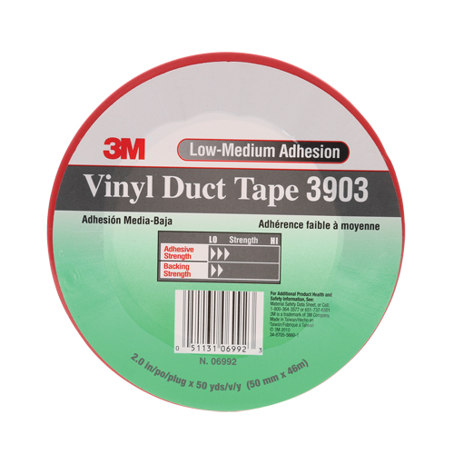 3903 Vinyl Duct Tape, 48 mm (2") W x 46 m (151') L, 6.5 mils, Red Rock Safety Industrial Ltd