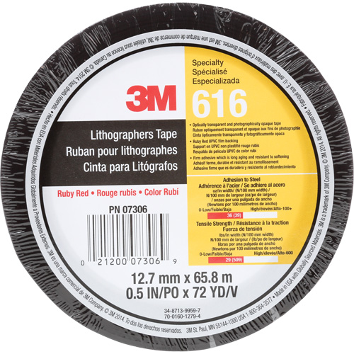 Ruban pour lithographe 616, 12,7 mm (1/2") x 66 m (216'), Rouge Rock Safety Industrial Ltd