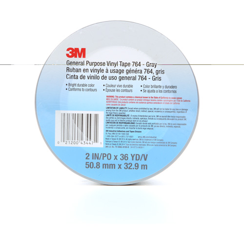 Ruban en vinyle pour travaux g&eacute;n&eacute;raux 764, 50,8 mm (2") la x 32,9 m (108') lo, 5 mils, Gris Rock Safety Industrial Ltd