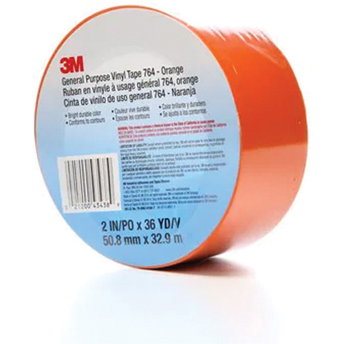 Ruban en vinyle pour travaux g&eacute;n&eacute;raux 764, 50,8 mm (2") la x 32,9 m (108') lo, 5 mils, Orange Rock Safety Industrial Ltd
