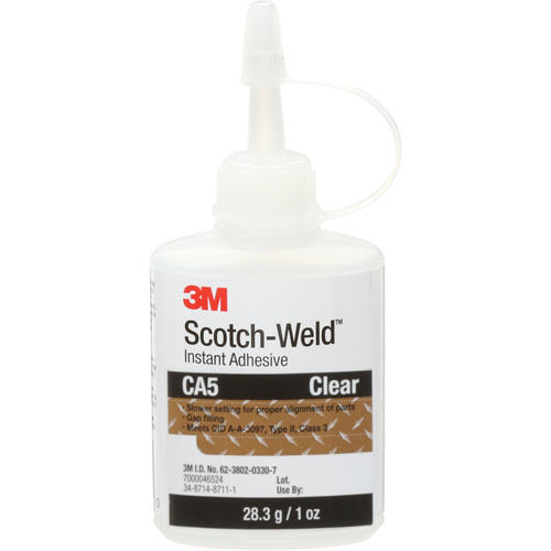 Adh&eacute;sif instantan&eacute; CA5 Scotch-Weld, Transparent, Bouteille, 1 oz Rock Safety Industrial Ltd