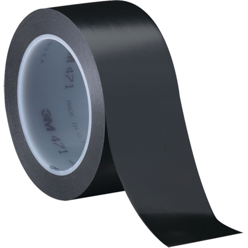 471 Vinyl Tape, 12 mm (1/2") W x 32.9 m (108') L, 5.3 mils, Black Rock Safety Industrial Ltd