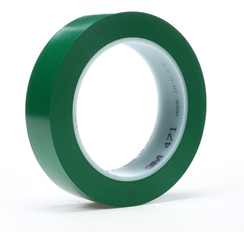 471 Vinyl Tape, 19 mm (3/4") W x 32.9 m (108') L, 5.2 mils, Green Rock Safety Industrial Ltd