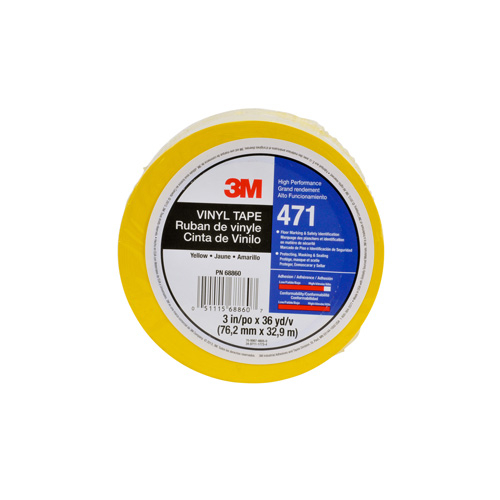 471 Vinyl Tape, 12 mm (1/2") W x 32.9 m (108') L, 5.2 mils, Yellow Rock Safety Industrial Ltd