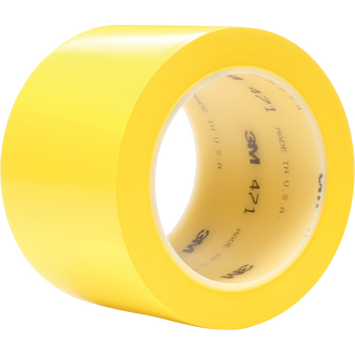 Ruban en vinyle 471, 76,2 mm (3") la x 32,9 m (108') lo, 5,2 mils, Jaune Rock Safety Industrial Ltd