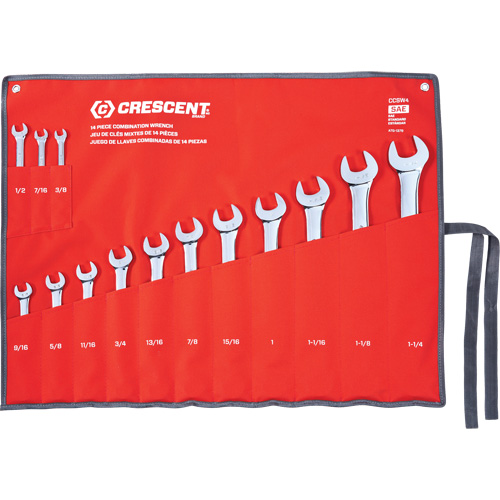 Ensemble de cl&eacute; combin&eacute;e SAE &agrave; 12 pans avec roulement d'outil, Combinaison, 14 morceaux, Imp&eacute;rial Rock Safety Industrial Ltd