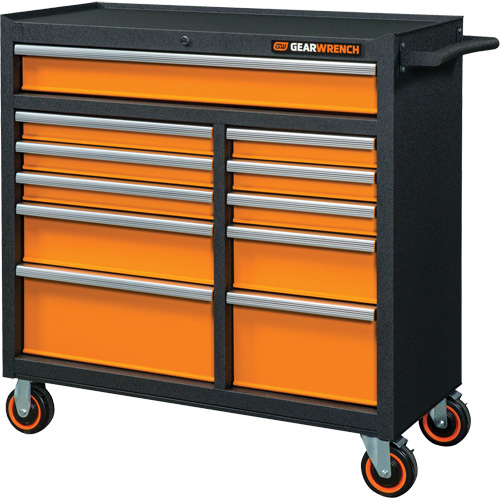 Armoire roulante pour outils s&eacute;rie GSX, 11 tiroirs, 41" la x 18-1/5" p x 41-1/2" h, Noir/Orange Rock Safety Industrial Ltd