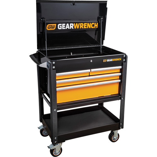 Utility Cart, 4 Drawers, 33" L x 21" W x 42" H, Black/Orange Rock Safety Industrial Ltd