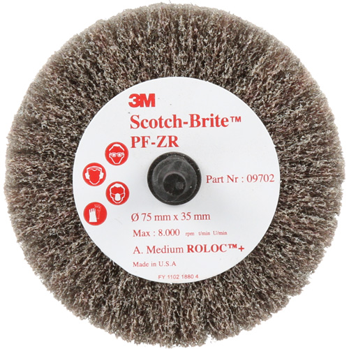 Disque de tronçonnage et de polissage Scotch-Brite Roloc, Oxyde d'aluminium, Grain Moyen, 3" x 1-3/8" x 1/4" Rock Safety Industrial Ltd