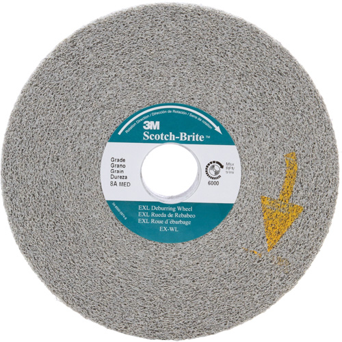 Meules d'&eacute;barbage EXL Scotch-Brite, 6" x 1", Arbre de 1", Oxyde d'aluminium Rock Safety Industrial Ltd