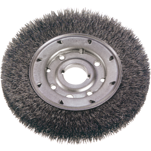 Brosses rotatives &agrave; fils cr&ecirc;p&eacute;s - Face &eacute;troite, 8" dia., Fils 0,014", Arbre 1-1/4" Rock Safety Industrial Ltd