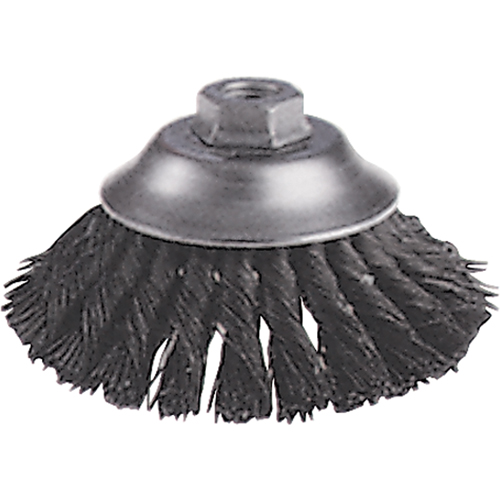 Brosses-boisseau &agrave; fils nou&eacute;s - Brosse-boisseau &eacute;vas&eacute;e, Dia. 6", Fils 0,02", Arbre 5/8"-11, Acier Rock Safety Industrial Ltd