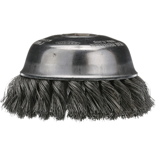 Brosse boisseau &agrave; fil nou&eacute;, 4" dia. x 5/8"-11 arbre Rock Safety Industrial Ltd