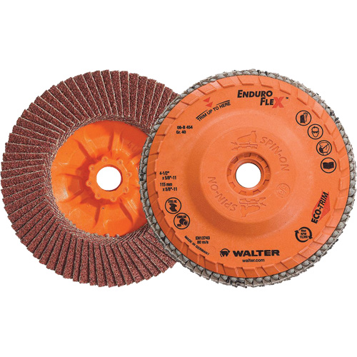Disque &agrave; lamelles Enduro-Flex, 4-1/2" x 5/8"-11, Type 27, Grain 40, Alumine de zirconium Rock Safety Industrial Ltd
