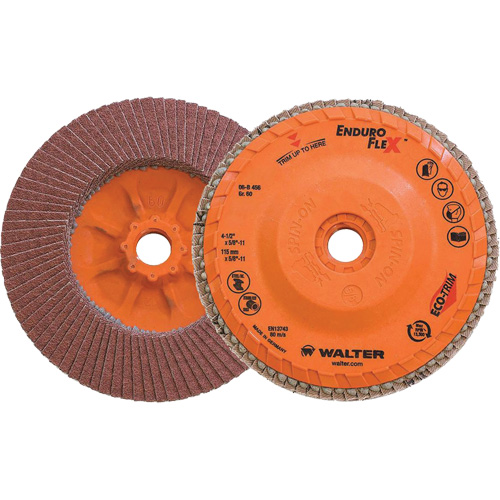 Disque &agrave; lamelles Enduro-Flex, 4-1/2" x 5/8"-11, Type 27, Grain 60, Alumine de zirconium Rock Safety Industrial Ltd