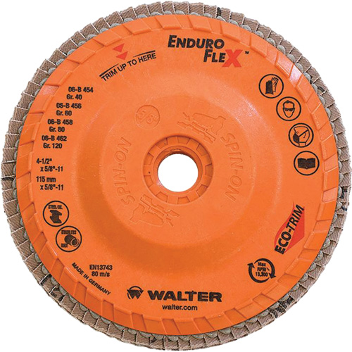 Disque &agrave; lamelles Enduro-Flex, 4-1/2" x 5/8"-11, Type 27, Grain 80, Alumine de zirconium Rock Safety Industrial Ltd