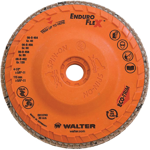 Enduro-Flex Flap Disc, 4-1/2" x 5/8"-11, Type 27, 120 Grit, Zirconia Alumina Rock Safety Industrial Ltd