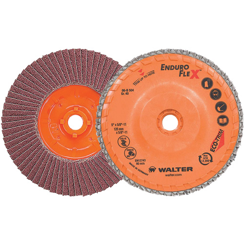 Disque &agrave; lamelles Enduro-Flex, 5" x 5/8"-11, Type 27, Grain 40, Alumine de zirconium Rock Safety Industrial Ltd