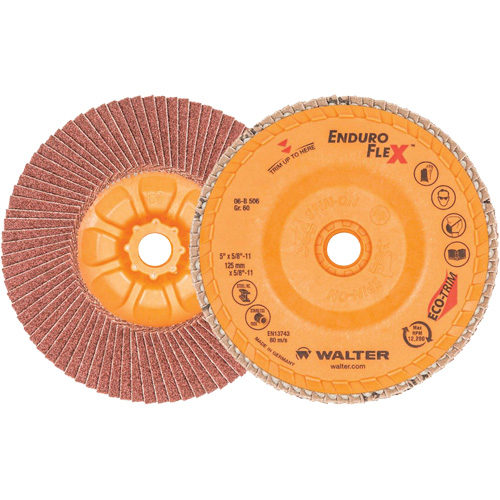 Disque &agrave; lamelles Enduro-Flex, 5" x 5/8"-11, Type 27, Grain 60, Alumine de zirconium Rock Safety Industrial Ltd