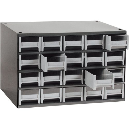 Modular Parts Cabinets, Steel, 20 Drawers, 17" x 10-9/16" x 2-1/16", Grey Rock Safety Industrial Ltd