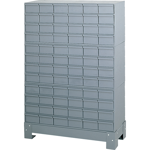 Casiers &agrave; tiroirs industriels avec base, 72 tiroirs, 34-1/8" la x 12-1/4" p x 48-1/8" h, Gris Rock Safety Industrial Ltd
