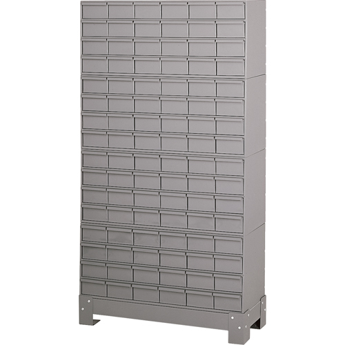 Casiers &agrave; tiroirs industriels avec base, 96 tiroirs, 34-1/8" la x 12-1/4" p x 62-1/2" h, Gris Rock Safety Industrial Ltd