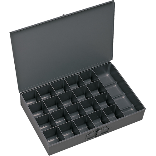 Boîtes &agrave; fond courb&eacute;, Acier, 21 compartiments, 13-3/8" la x 9-1/4" p, 2" h, Gris Rock Safety Industrial Ltd