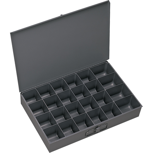 Compartment Scoop Boxes, Steel, 24 Slots, 13-3/8" W x 9-1/4" D x 2" H, Grey Rock Safety Industrial Ltd