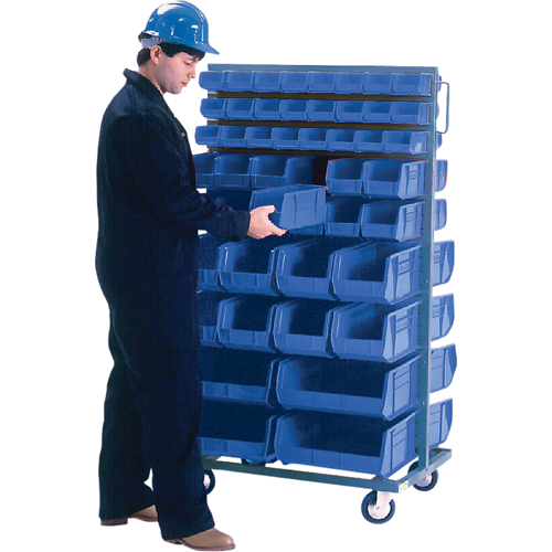 Support mobile deux c&ocirc;t&eacute;s pour bacs, &agrave; deux c&ocirc;t&eacute;s, 96 bacs, 36" la x 24" p x 63" h Rock Safety Industrial Ltd