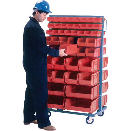 Support mobile deux c&ocirc;t&eacute;s pour bacs, &agrave; deux c&ocirc;t&eacute;s, 96 bacs, 36" la x 24" p x 63" h Rock Safety Industrial Ltd